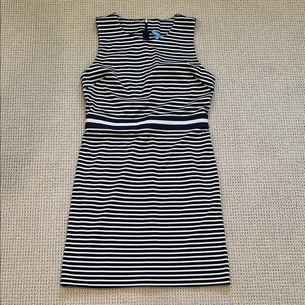 Draper James Navy Blue and White Striped Sleeveless Sheath Dress- Size Medium